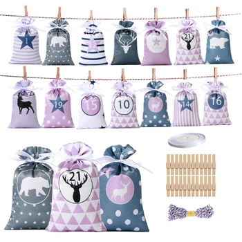 Сумки с рождественским адвент-календарем для взрослых и детей, сумка для конфет с обратным отсчетом DIY Craft