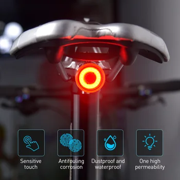 Фонарик с датчиком торможения велосипеда, умный сенсорный датчик заднего света, автоматический запуск / Остановка, светодиодный Водонепроницаемый задний фонарь, Велосипедный задний фонарь