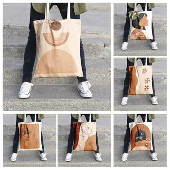 Холщовая сумка через плечо Сумки для организации хранения косметики дорожная женская сумка для покупок Тканевая сумка для покупок в скандинавском стиле бохо Настраиваемая