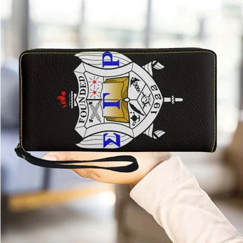 Женский винтажный кожаный кошелек для монет с принтом Sigma Gamma Rho, длинный держатель для банковских карт на молнии, новый трендовый клатч для пригородных поездок кошелек женский