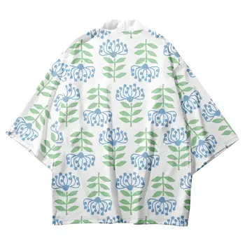 Модные летние пляжные Юката с цветочным принтом, японское повседневное Кимоно, кардиган, Женские Мужские рубашки, Топ, большие размеры 4XL 5XL 6XL