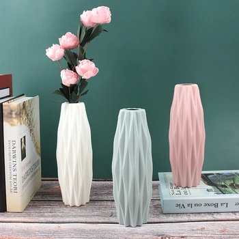 Пластиковая ваза, имитация керамического цветочного горшка, Пластиковая ваза для цветов, Небьющаяся Ваза для гостиной, украшения домашнего рабочего стола в спальне.