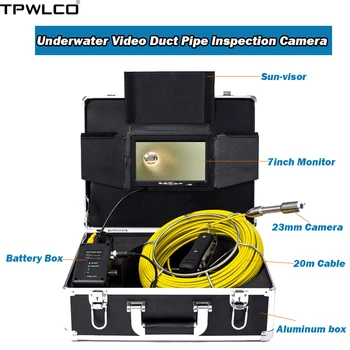 Подводная камера для осмотра труб с видеокамерой 1000TVL 23 мм Промышленный эндоскоп с кабелем длиной 7 дюймов 20 м